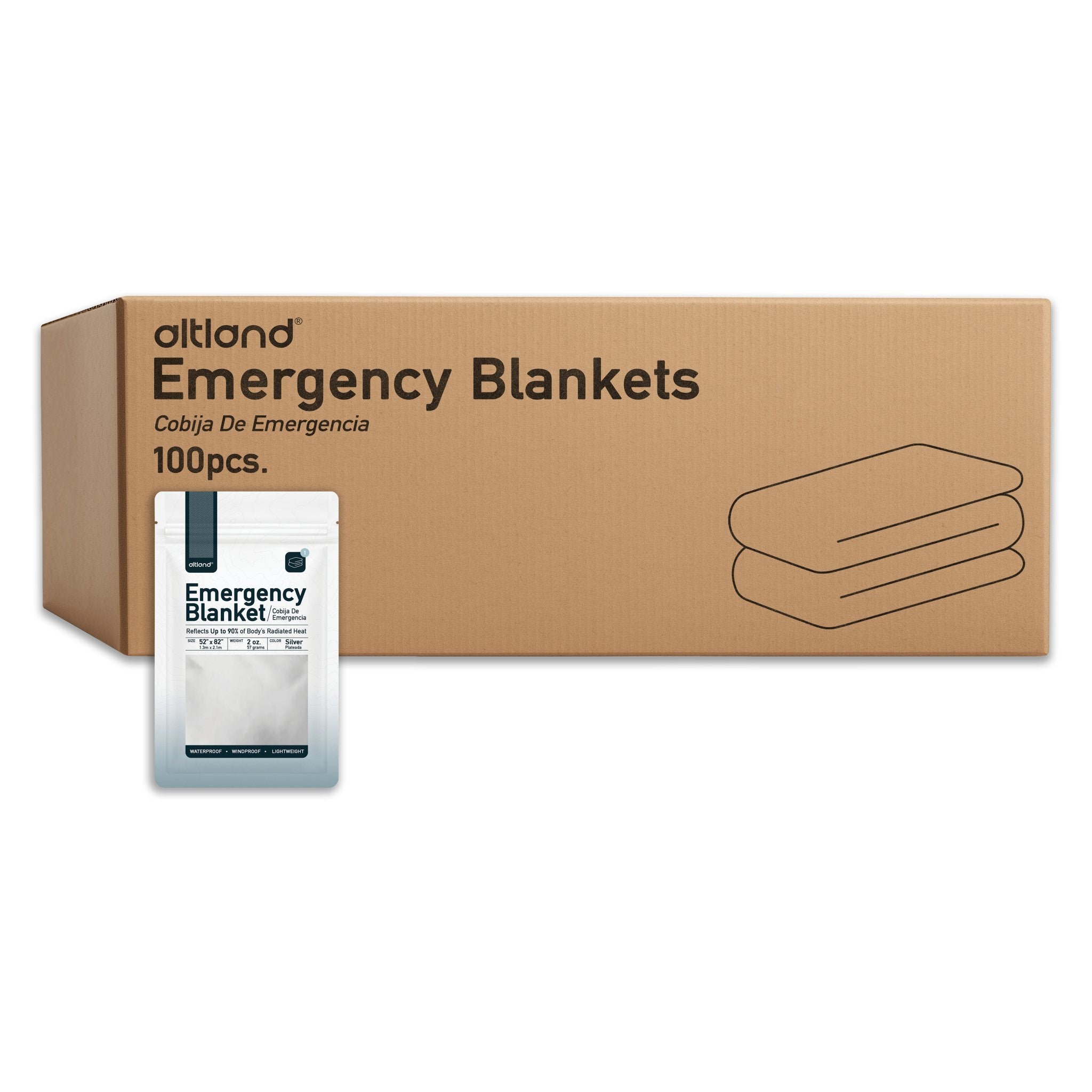 100 Pack of Emergency Blankets - Altland