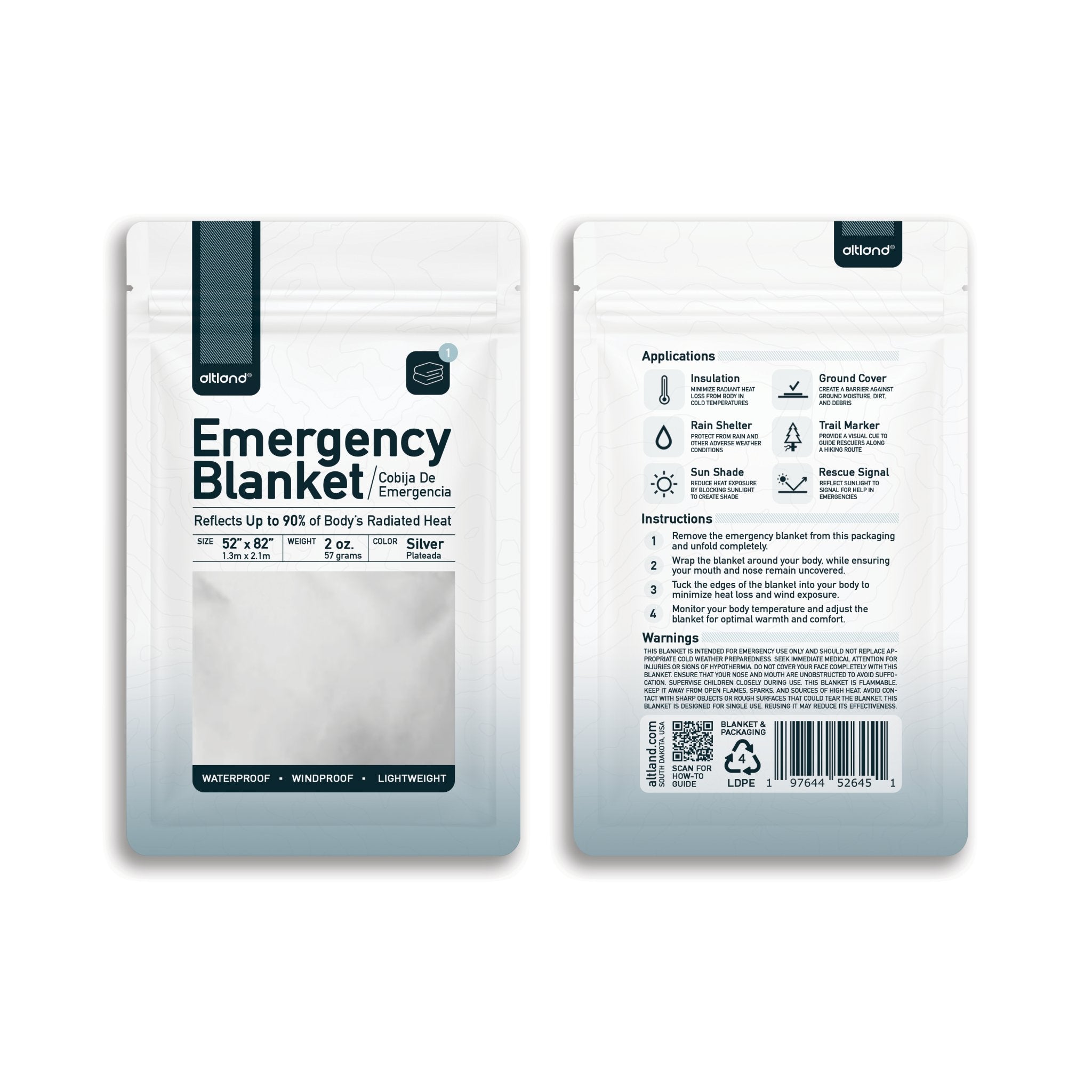 4 Pack of Emergency Blankets - Altland